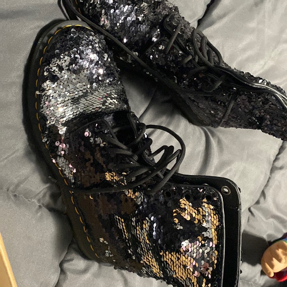 Dr. Martens sequined black and silver